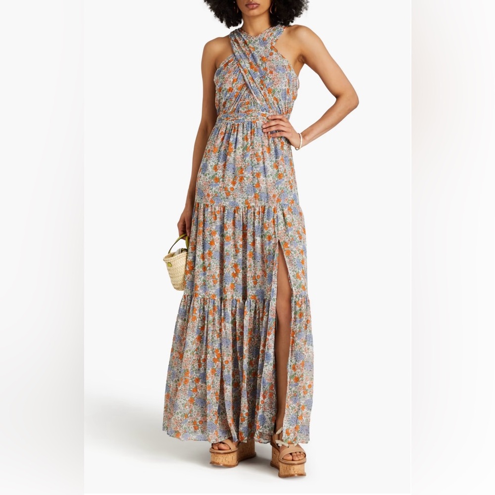 NWT Veronica Beard Florencia tiered floral-print silk-chiffon maxi dress